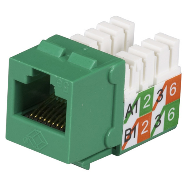 Black Box Gigabase2 Cat5E Jack, Universal Wiring, Green, 25-Pack FMT924-R2-25PAK
